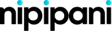 nipipani logo black letters with blue dots over i's